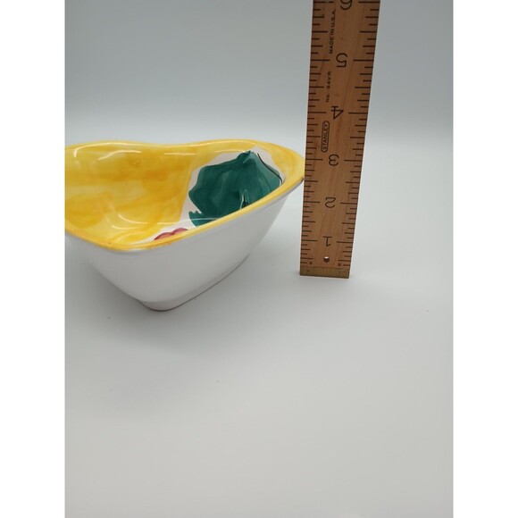 Heart Shaped Dish Hand Painted In Italy Yellow Floral - Picture 3 of 4